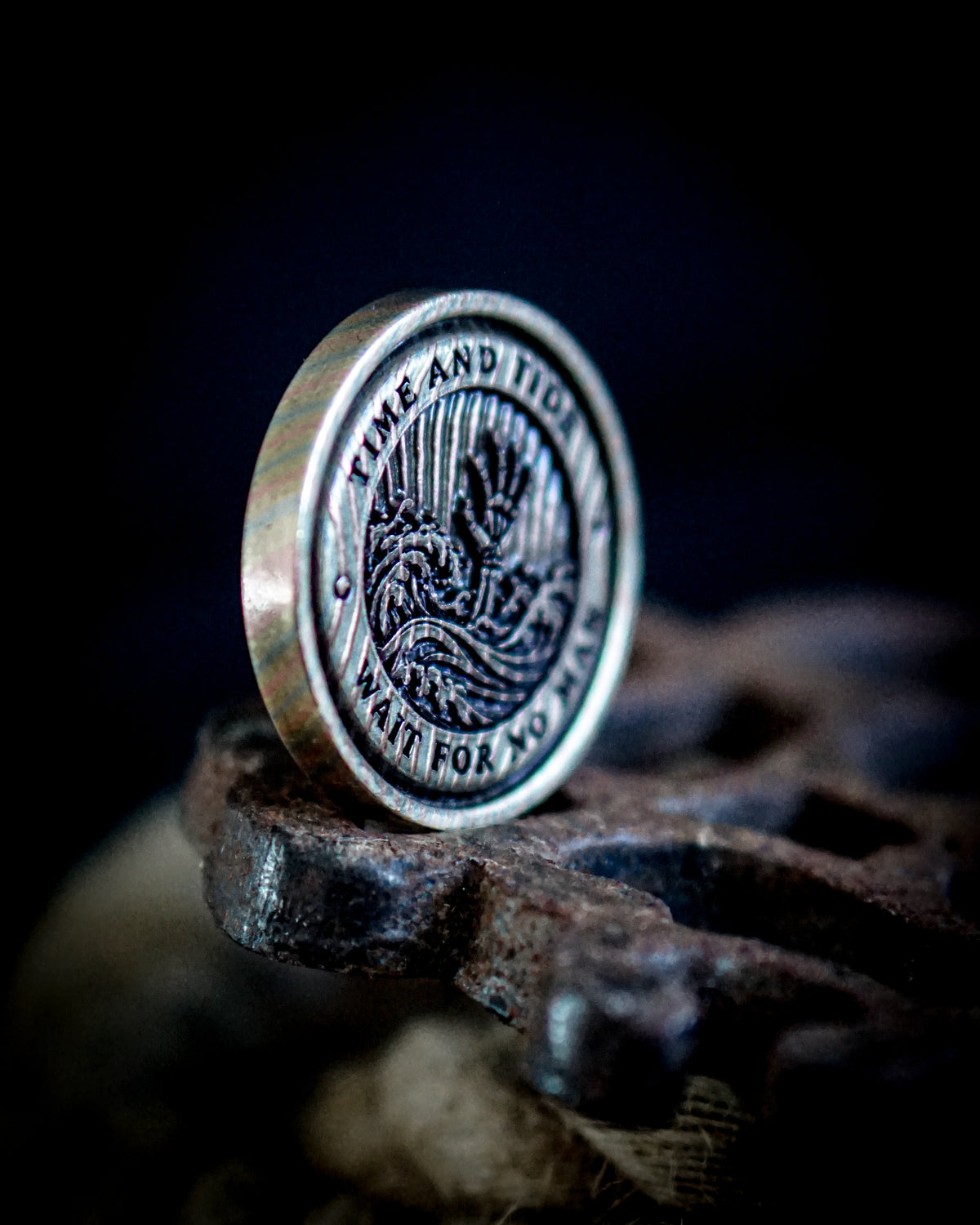 Time and Tide Mokume Gane Coin