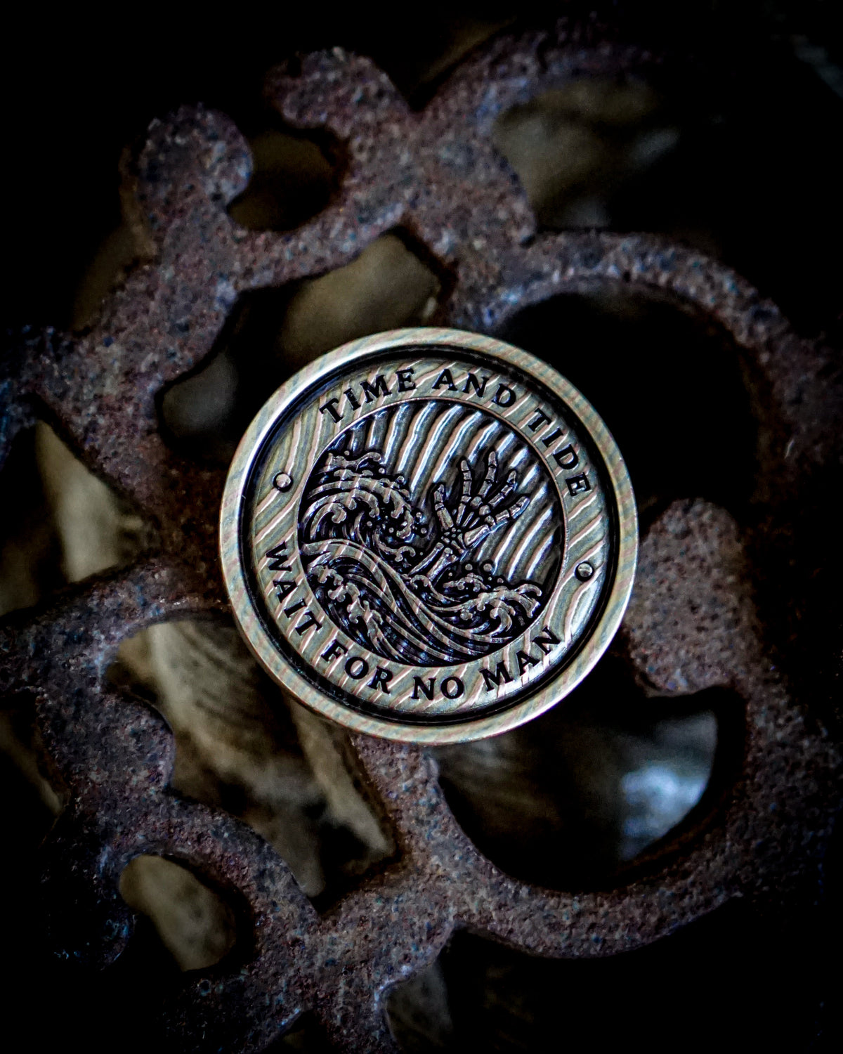 Time and Tide Mokume Gane Coin