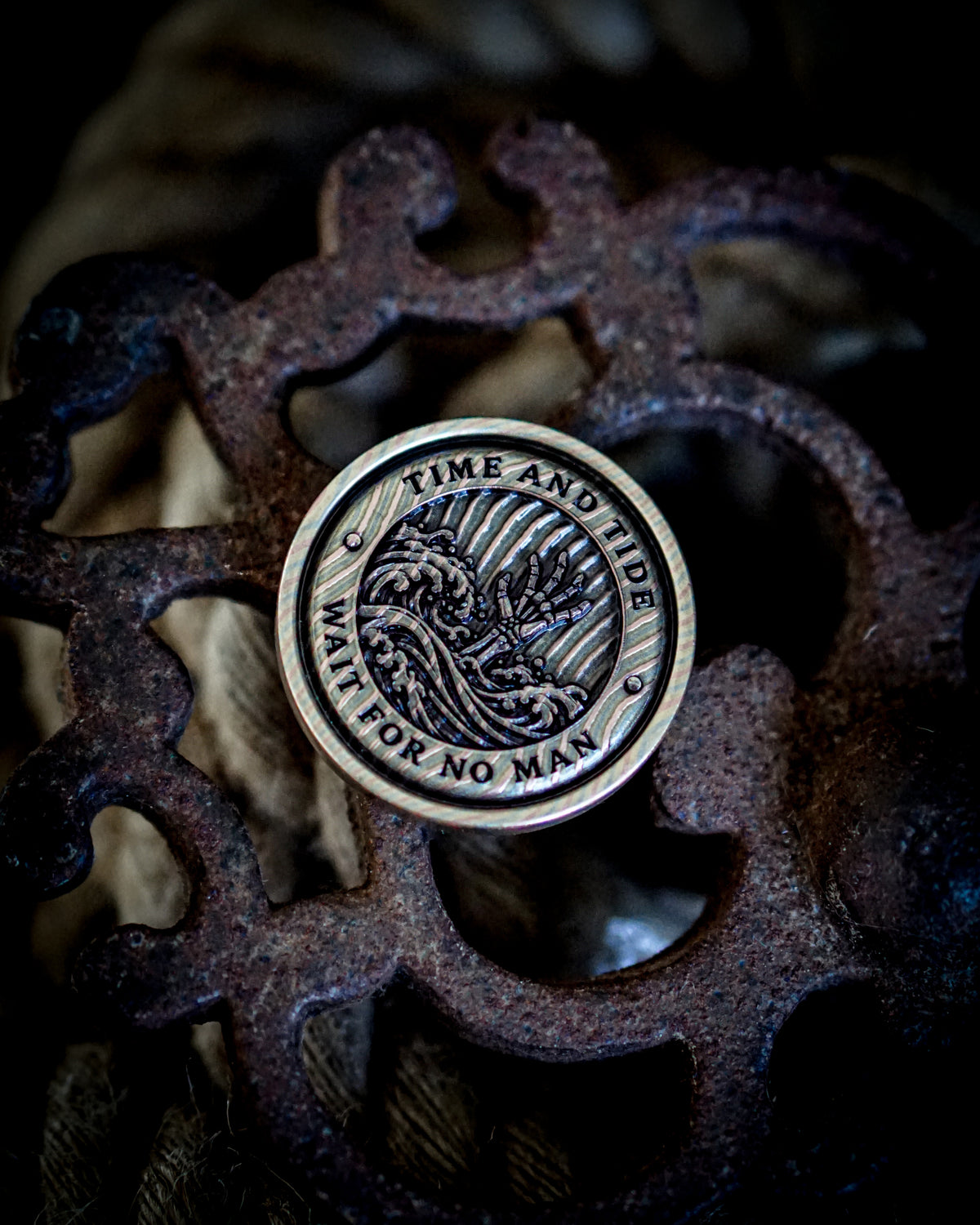 Time and Tide Mokume Gane Coin