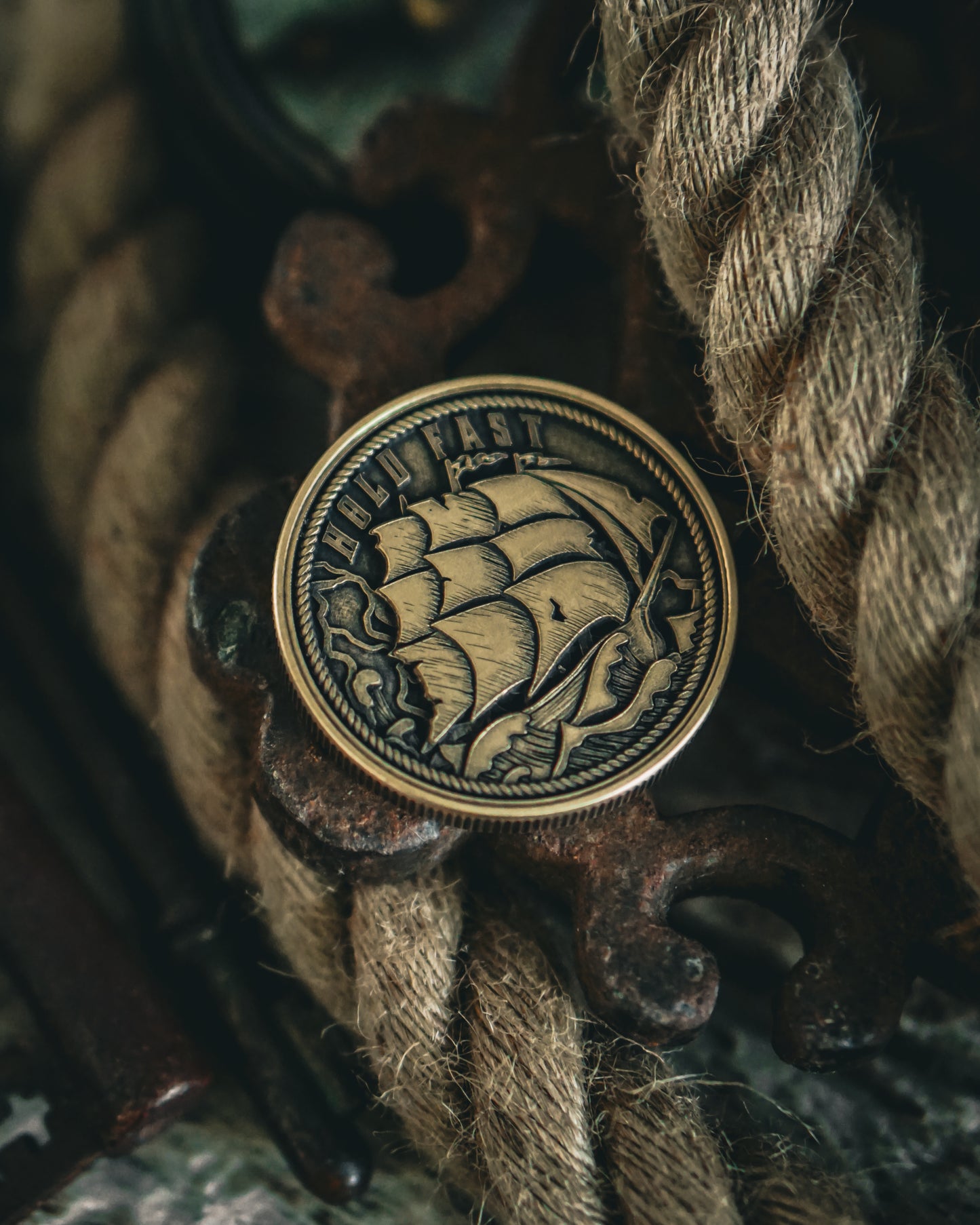Hold Fast - Deep Cut Brass Coin