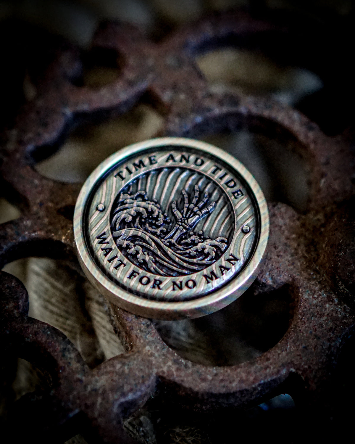 Time and Tide Mokume Gane Coin